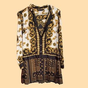 Zara Black and Gold Baroque Dress